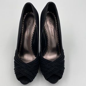 LuLu Townsend Gretchen Sparkle Peep Toe Platform Heels